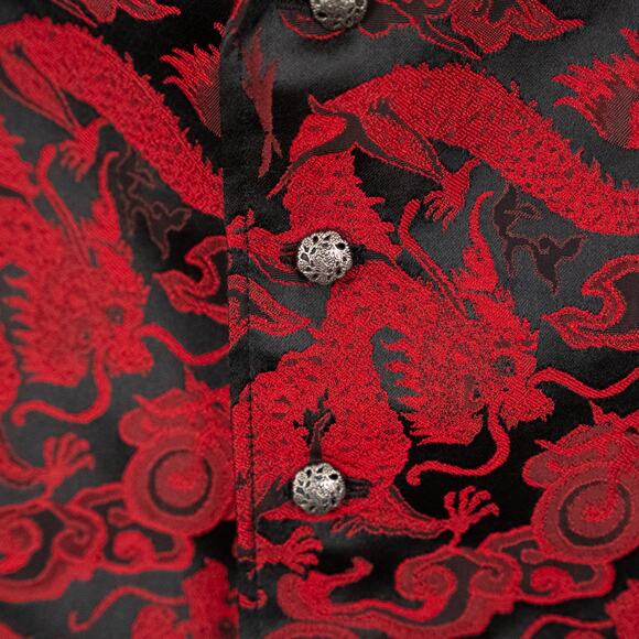 WAHMAKER Men's Western Frontier Vest Red Black Dragon Tapestry Size XL USA Made - Picture 4 of 8